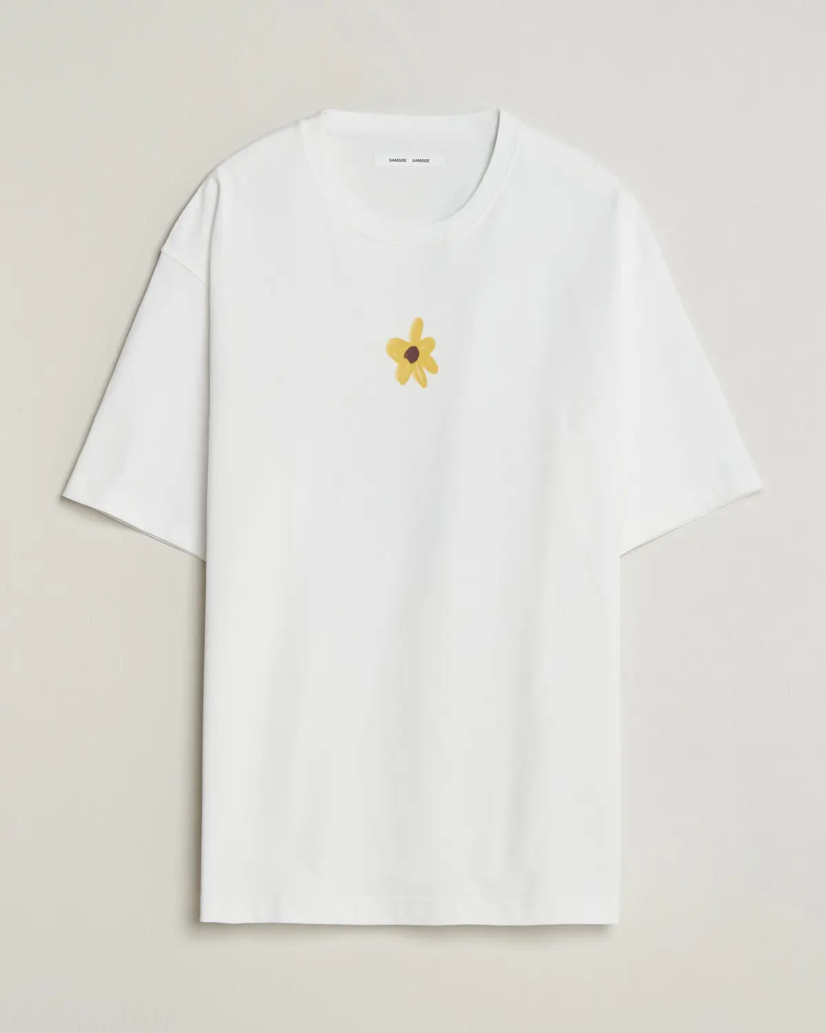 Samsøe Samsøe Giles Printed Crew Neck T-Shirt White Flowers