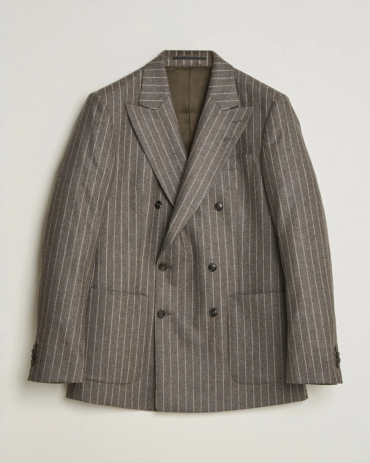 Tiger of Sweden Joachim Wool Double Breasted Pinstriped Blazer Grey Brown