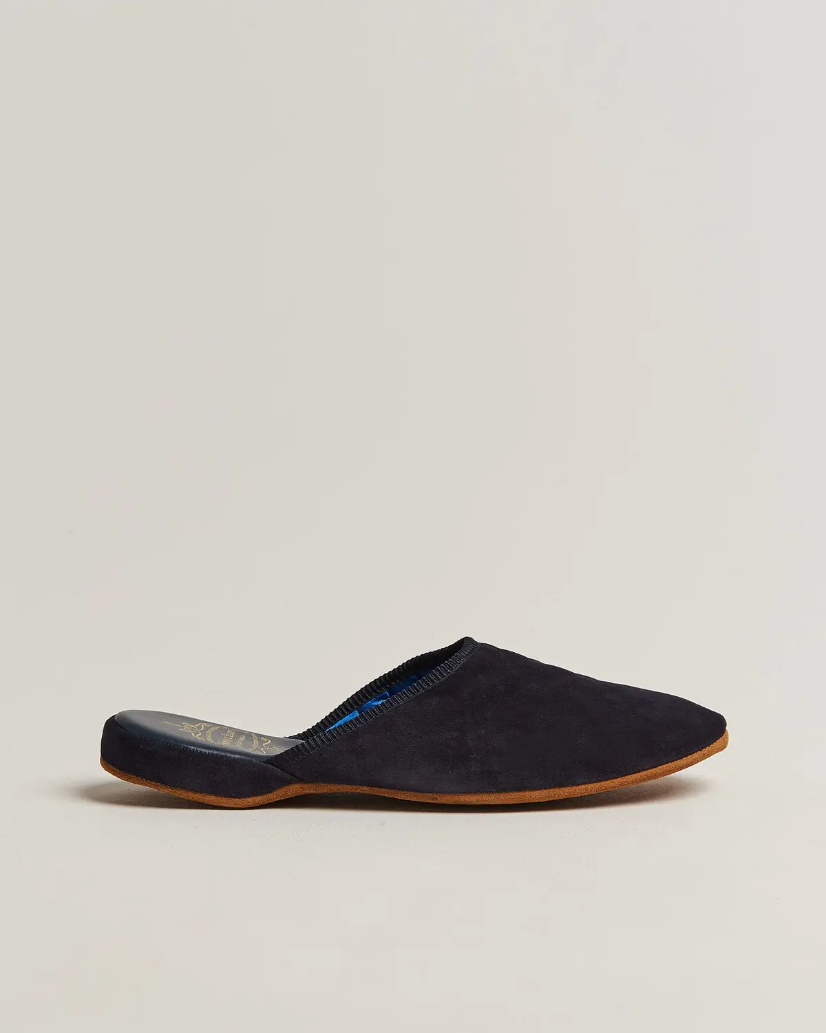 Bowhill & Elliott Mule Slipper Quilt Lining Navy Suede