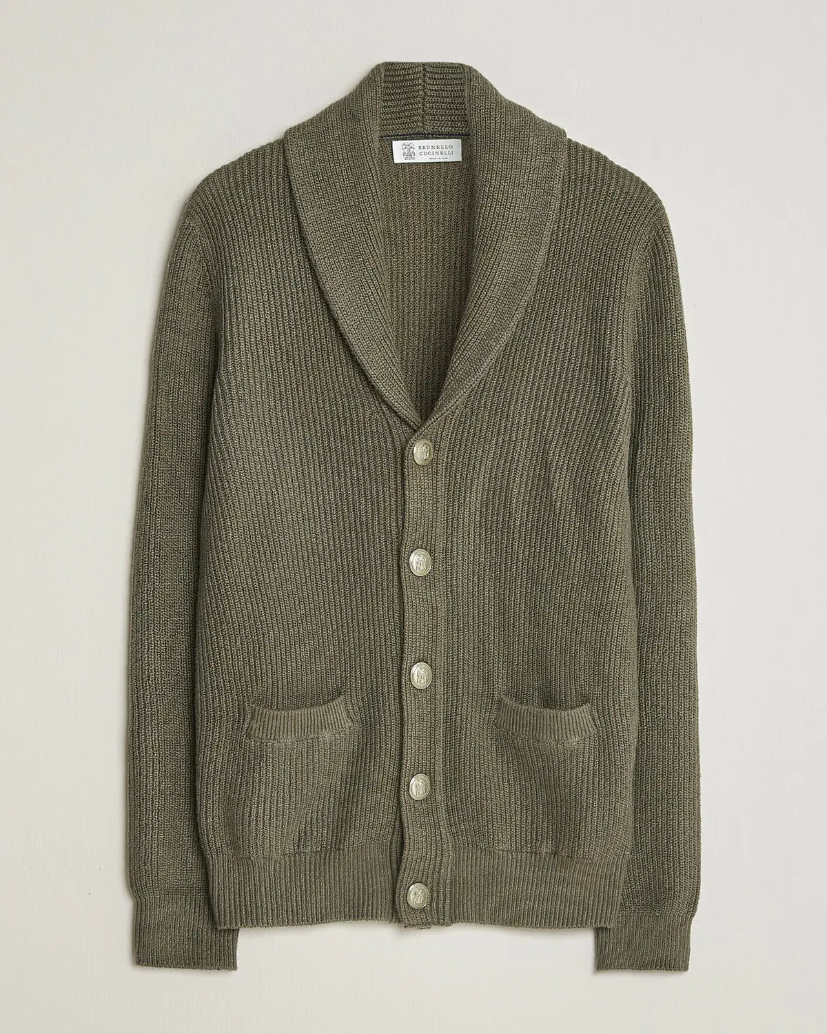 Brunello Cucinelli Shawl Collar Cardigan Forest Green