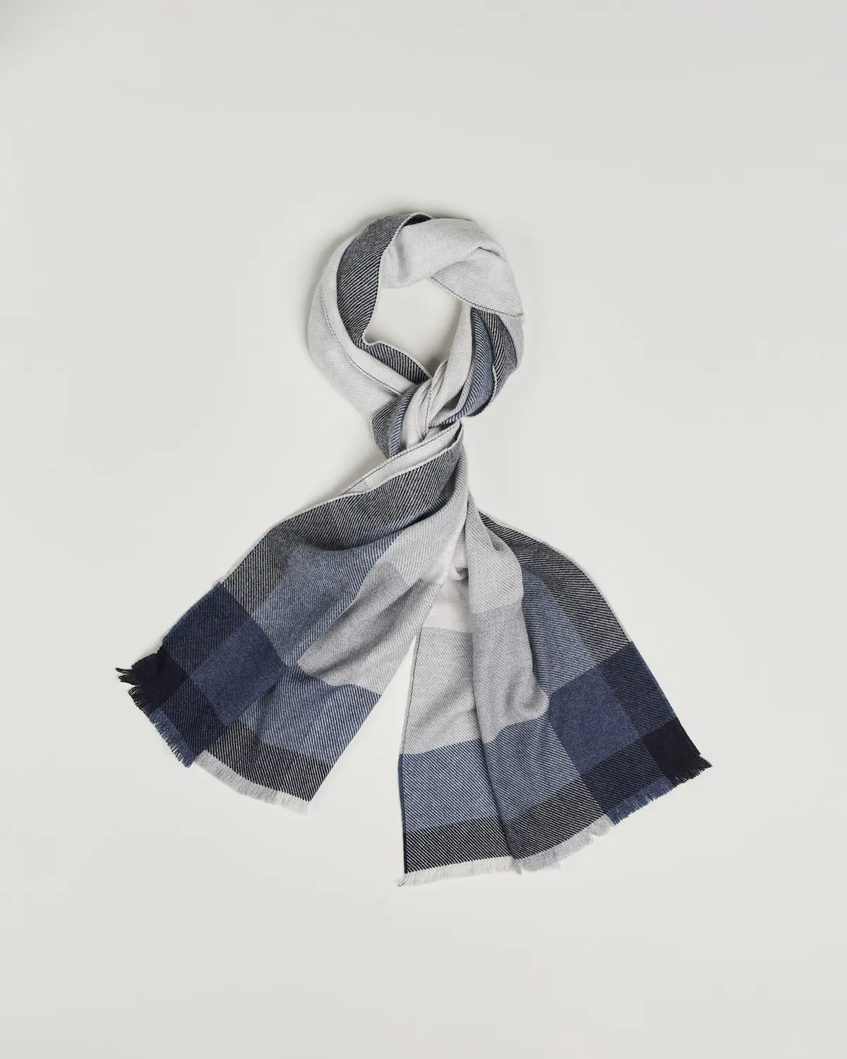 Brunello Cucinelli Wool/Cashmere Check Scarf Grey/Navy