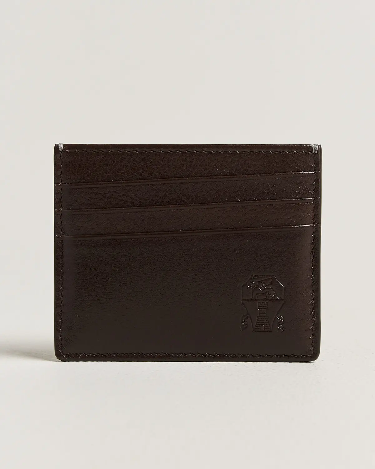 Brunello Cucinelli Grain Leather Card Holder Dark Brown
