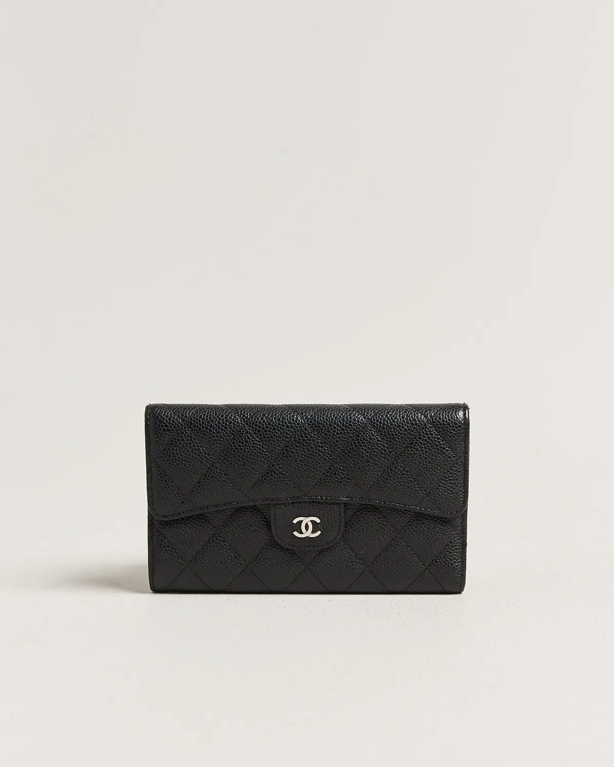 Chanel Pre-Owned Classic Trifold Flap Wallet Caviar Leather Black