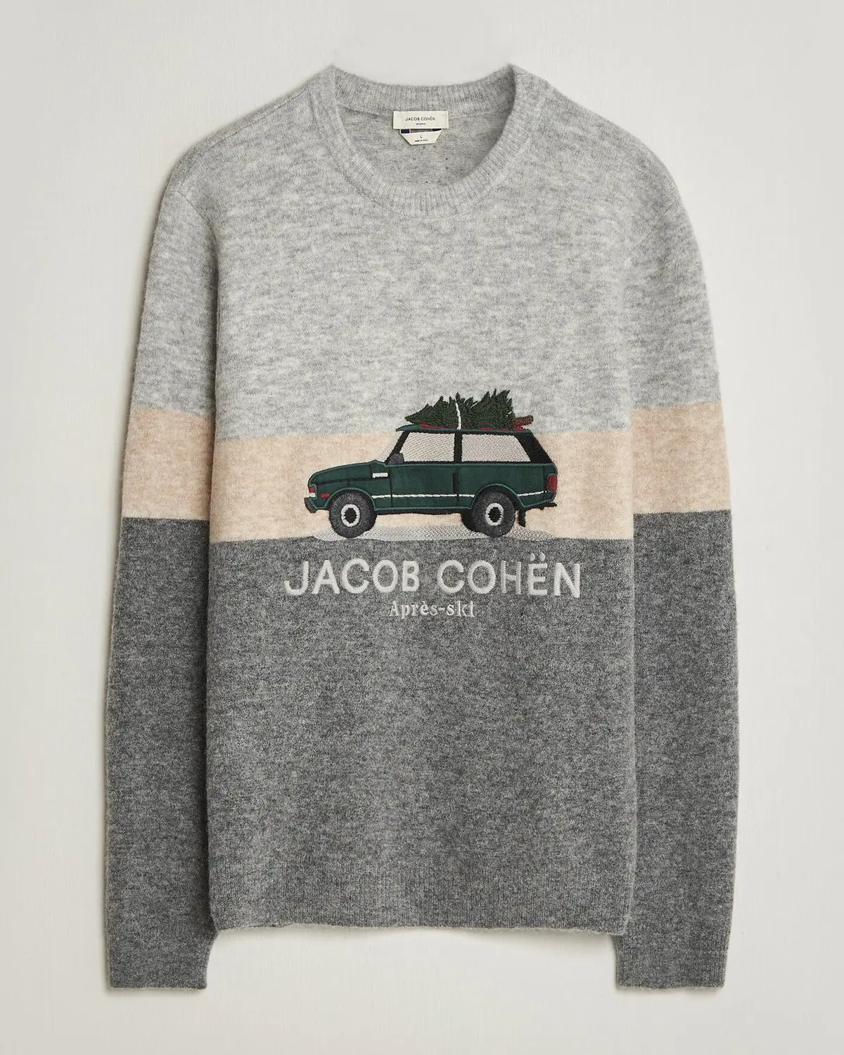 Jacob Cohën Embroidery Knitted Apres-Ski Crew Neck Grey
