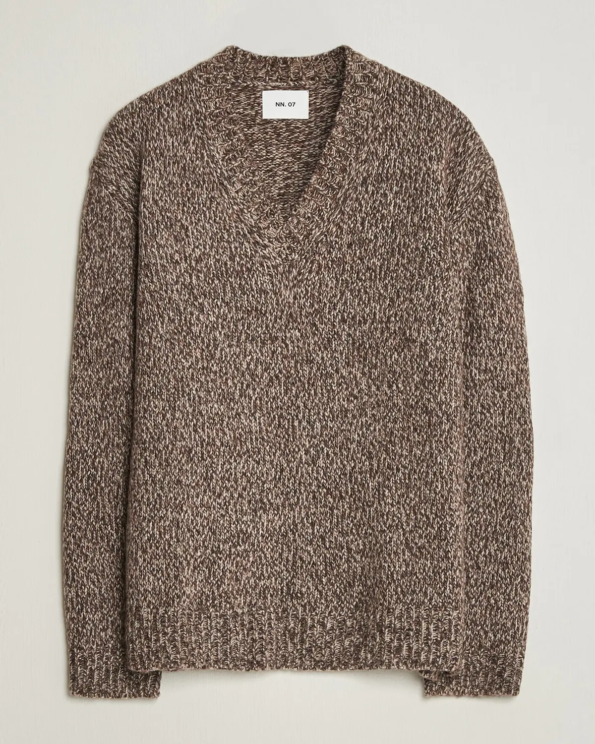 NN07 Flint Wool Knitted V-Neck Deep Truffle