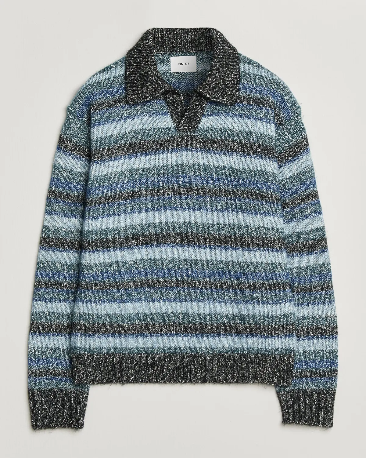 NN07 Erling Striped Knitted Polo Navy Multi