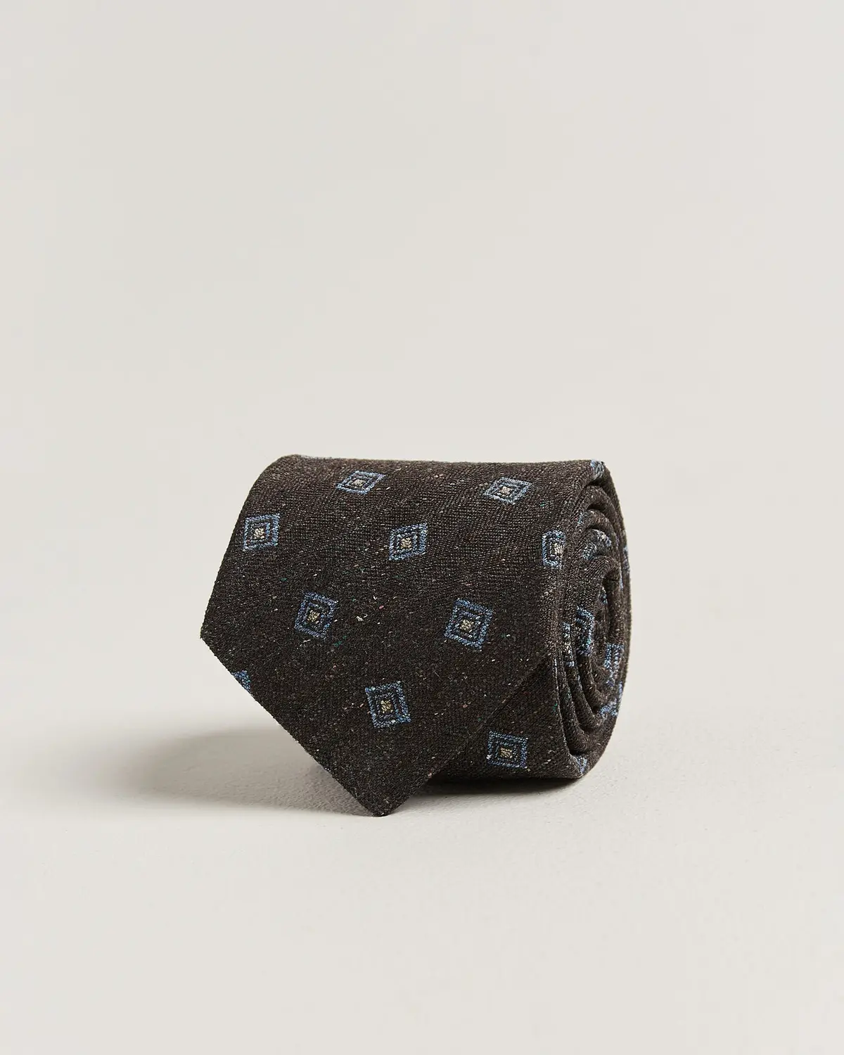 Stenströms Woven Herringbone Silk Tie 7,5cm Dark Brown