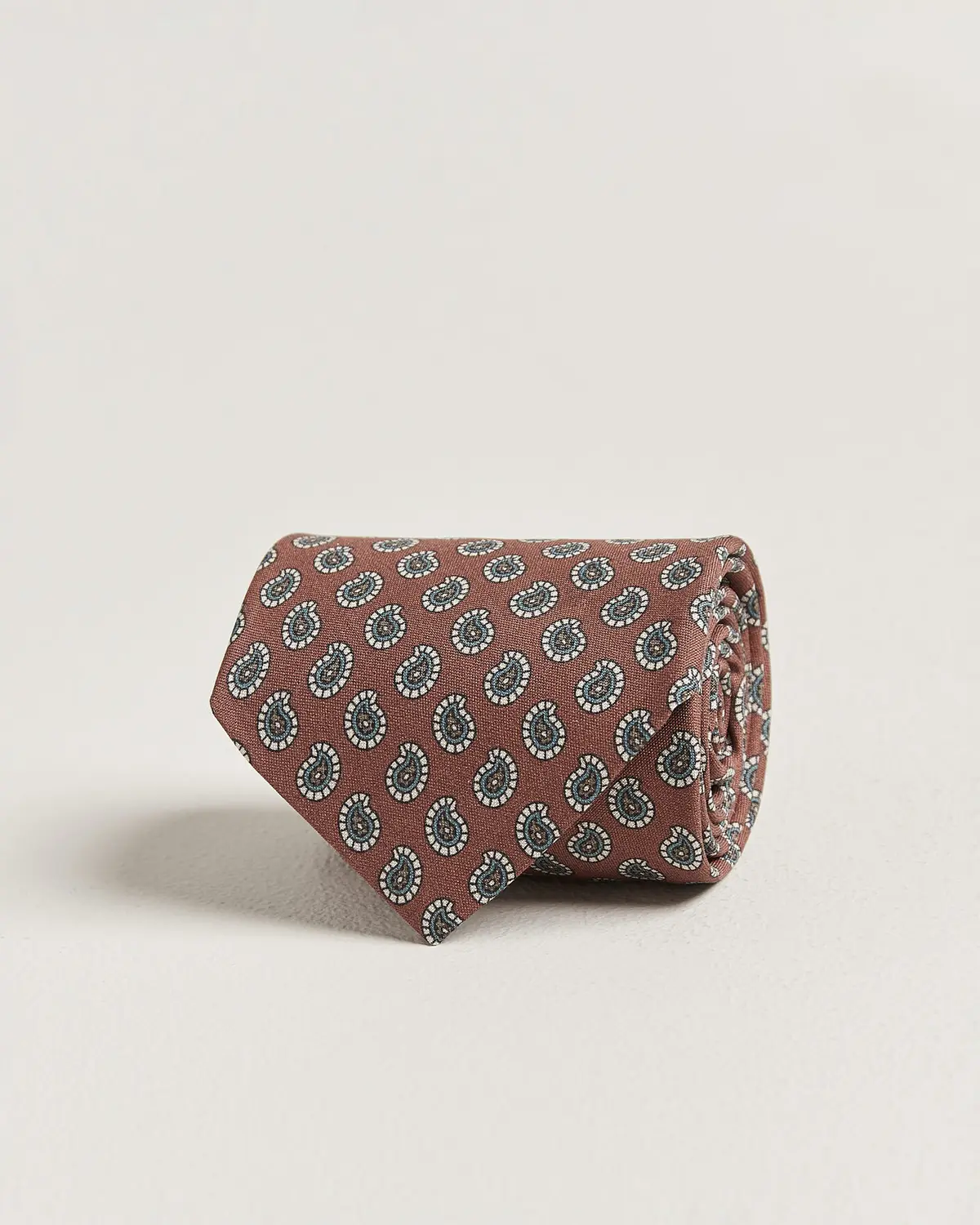 Stenströms Printed Silk Paisley Tie 7,5cm Rust