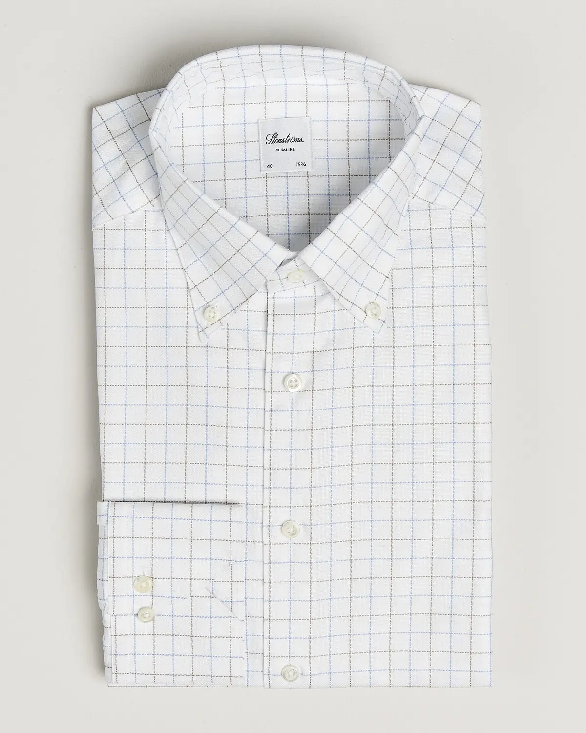 Stenströms Slimline Oxford Tattersall Shirt White