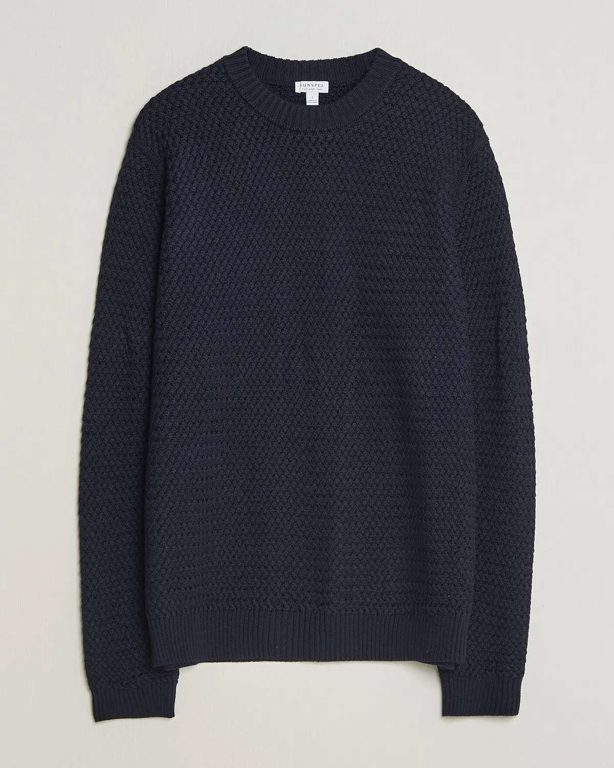Sunspel Merino Basketweave Stitch Jumper Navy