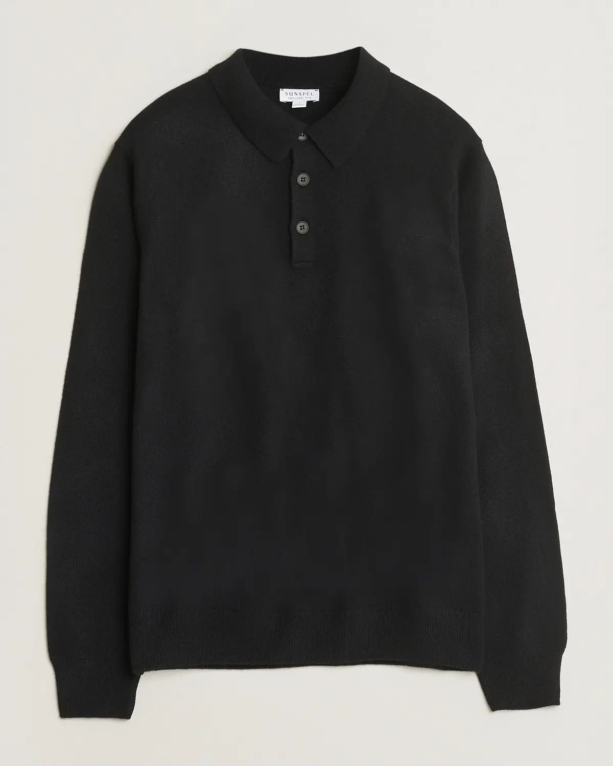 Sunspel Cashmere Polo Black