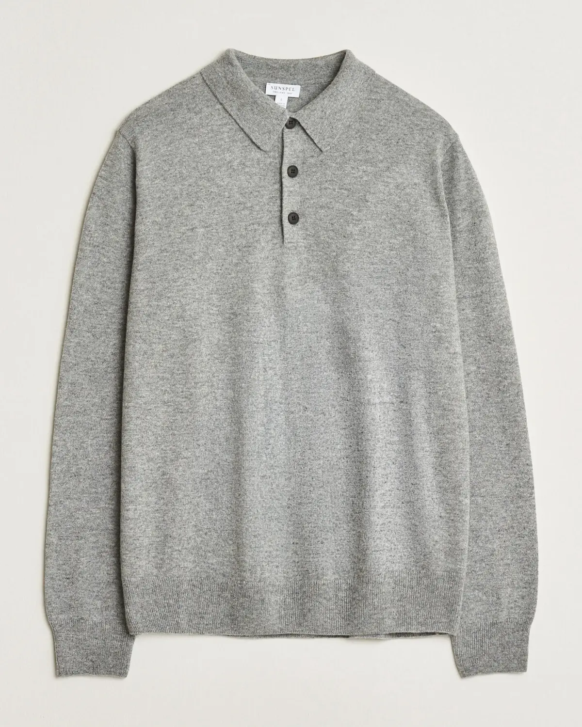 Sunspel Cashmere Polo Grey Melange