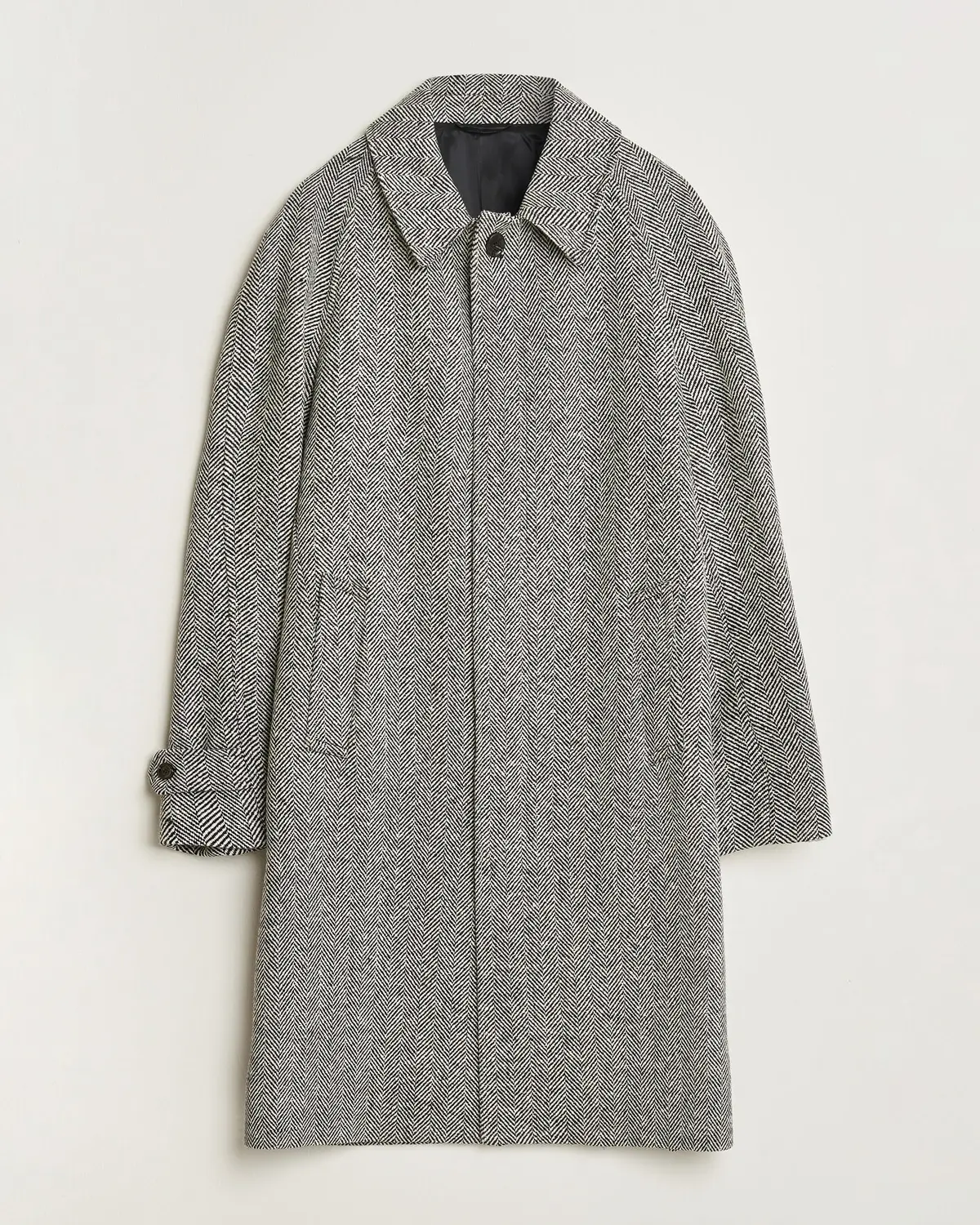 Lardini Wool Herringbone Raglan Coat Dark Grey