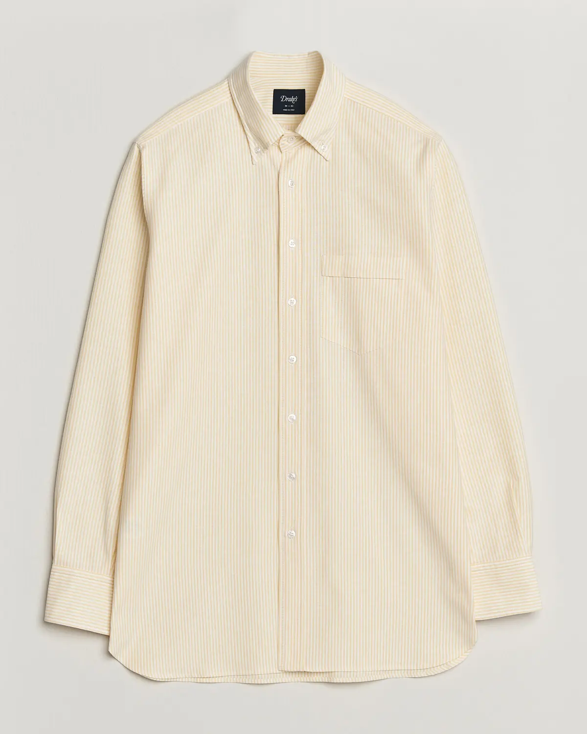 Drake's Striped Button Down Oxford Shirt Yellow