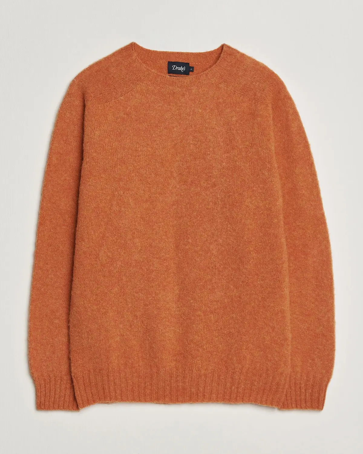 Drake's Brushed Shetland Crew Orange