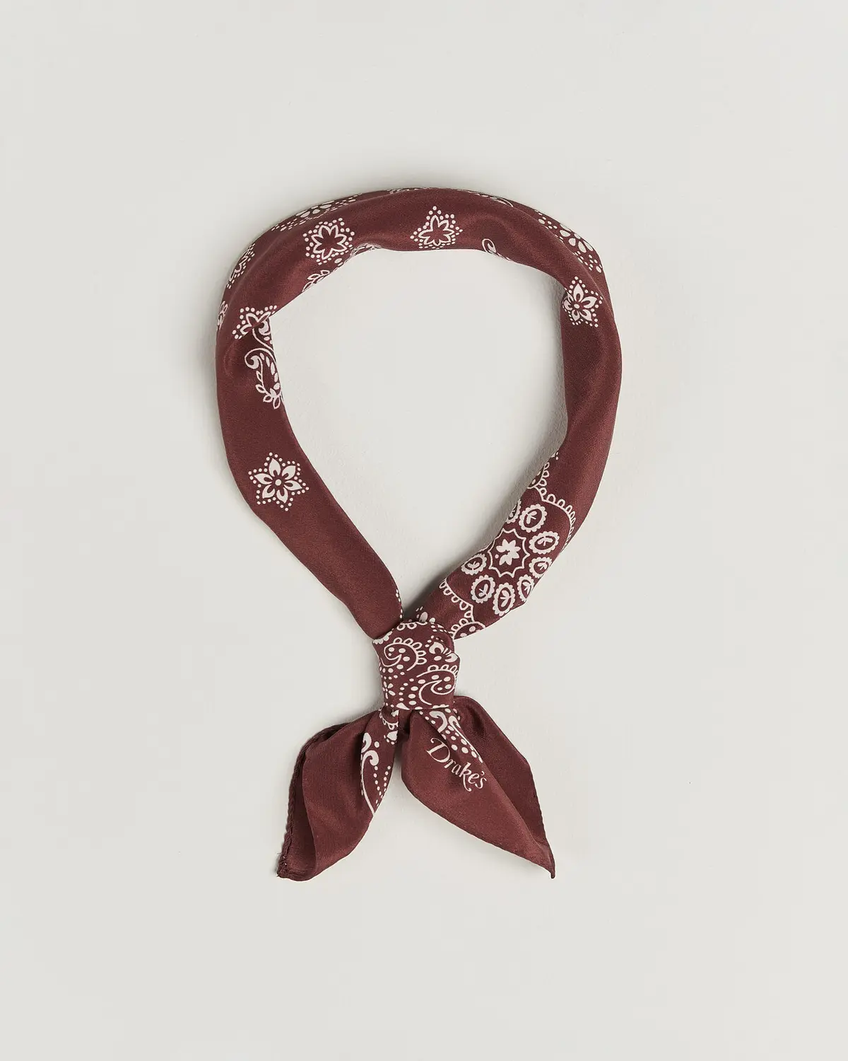 Drake's Traditional Silk Bandana Burgundy
