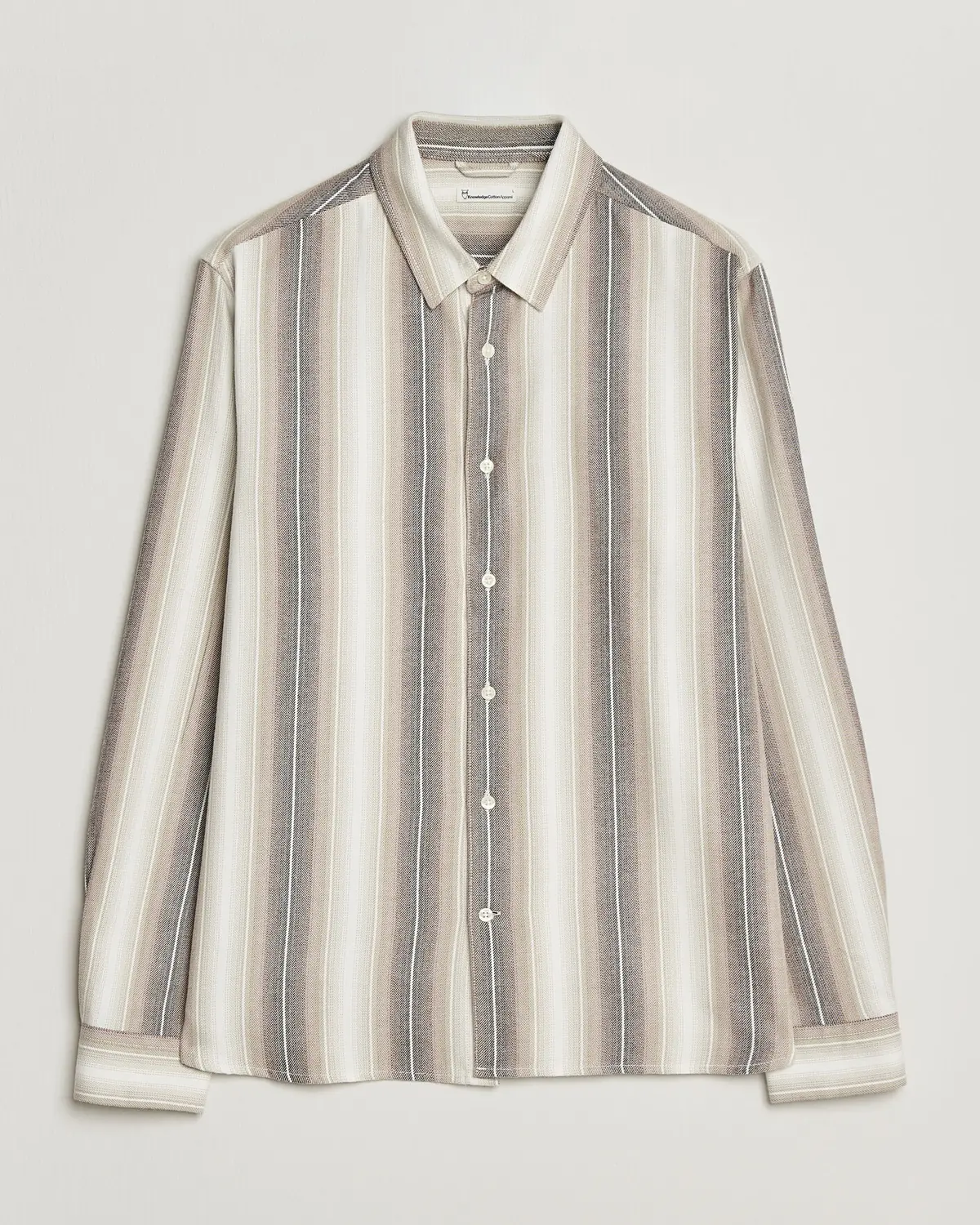 KnowledgeCotton Apparel Dune Regular Stripe Shirt Creme