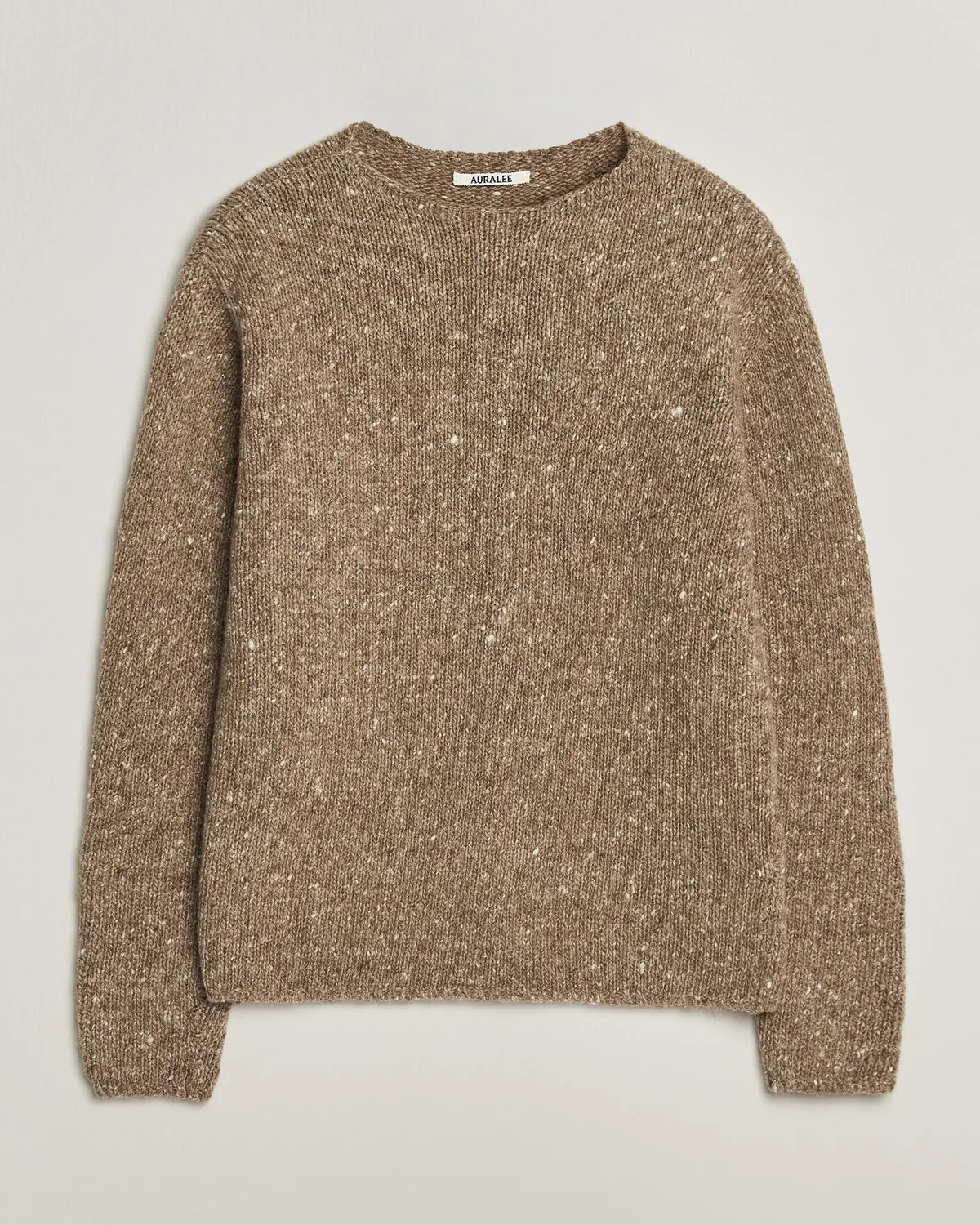 Auralee Homespun Tweed Knit Pullover Top Brown