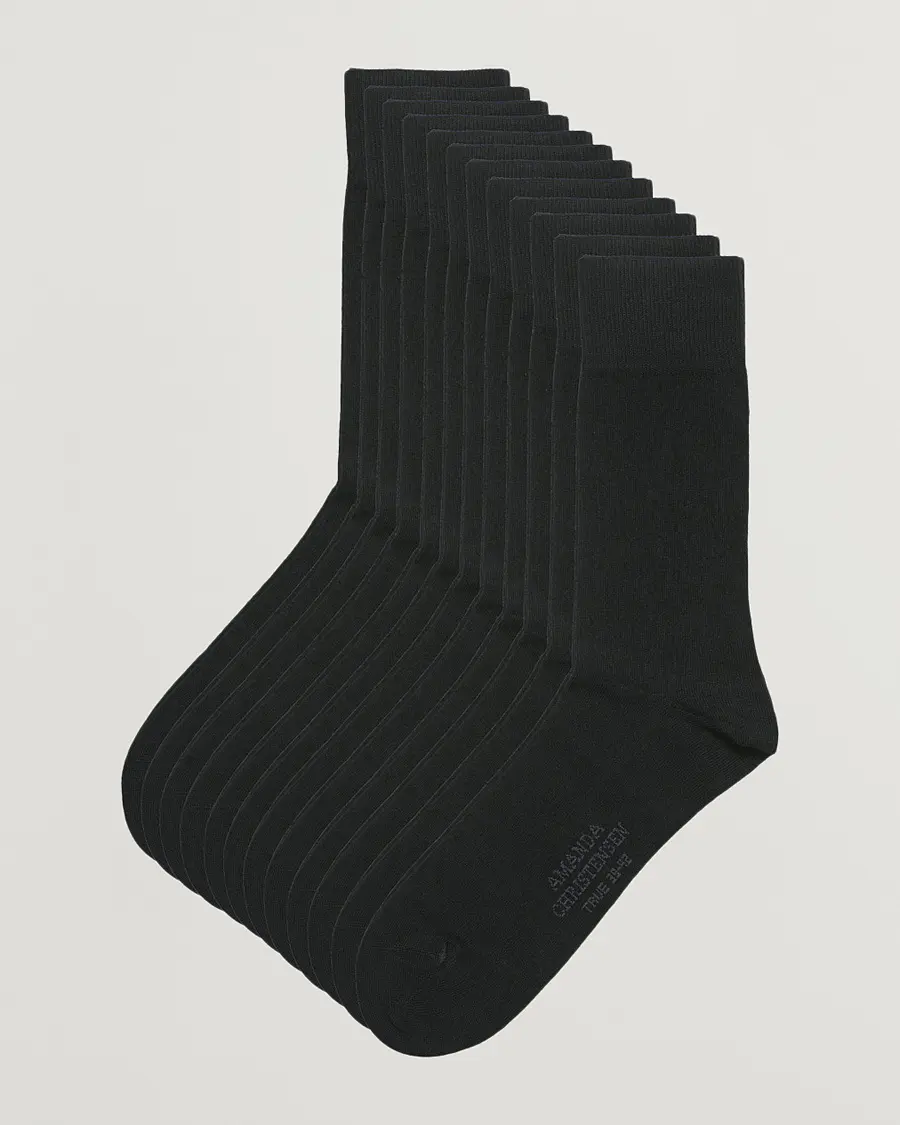 12-Pack True Cotton Socks Black