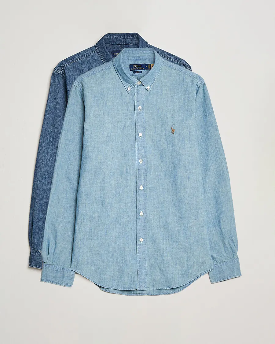 2-Pack Slim Fit Denim Shirt Washed/Dark Wash