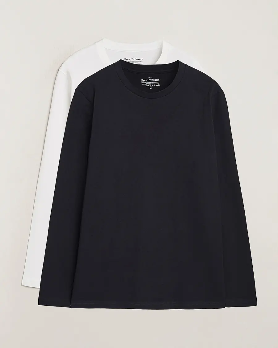 Bread & Boxers 2-pack Long Sleeve T-Shirts White/Black