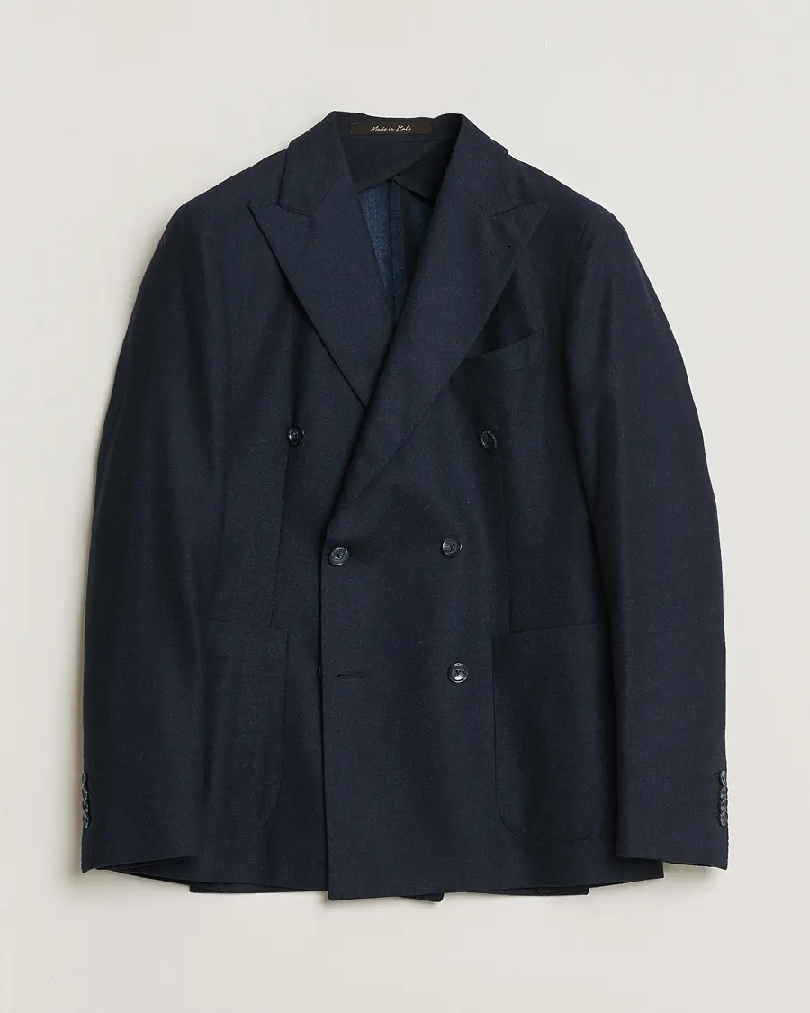 Rose & Born Flannel Double Breasted Blazer Navy 48
