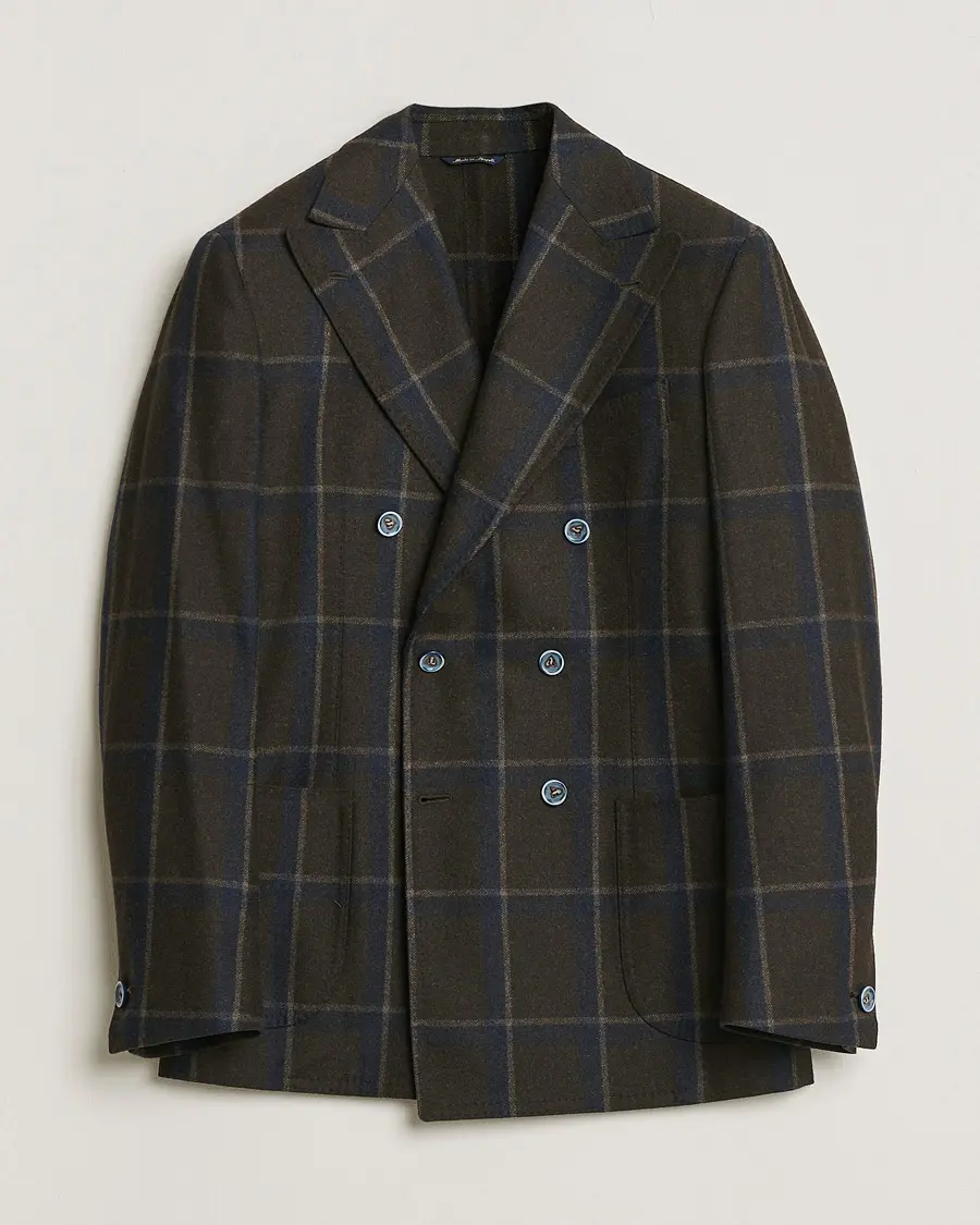 Gabo Napoli Checked Double Breasted Blazer Brown 48