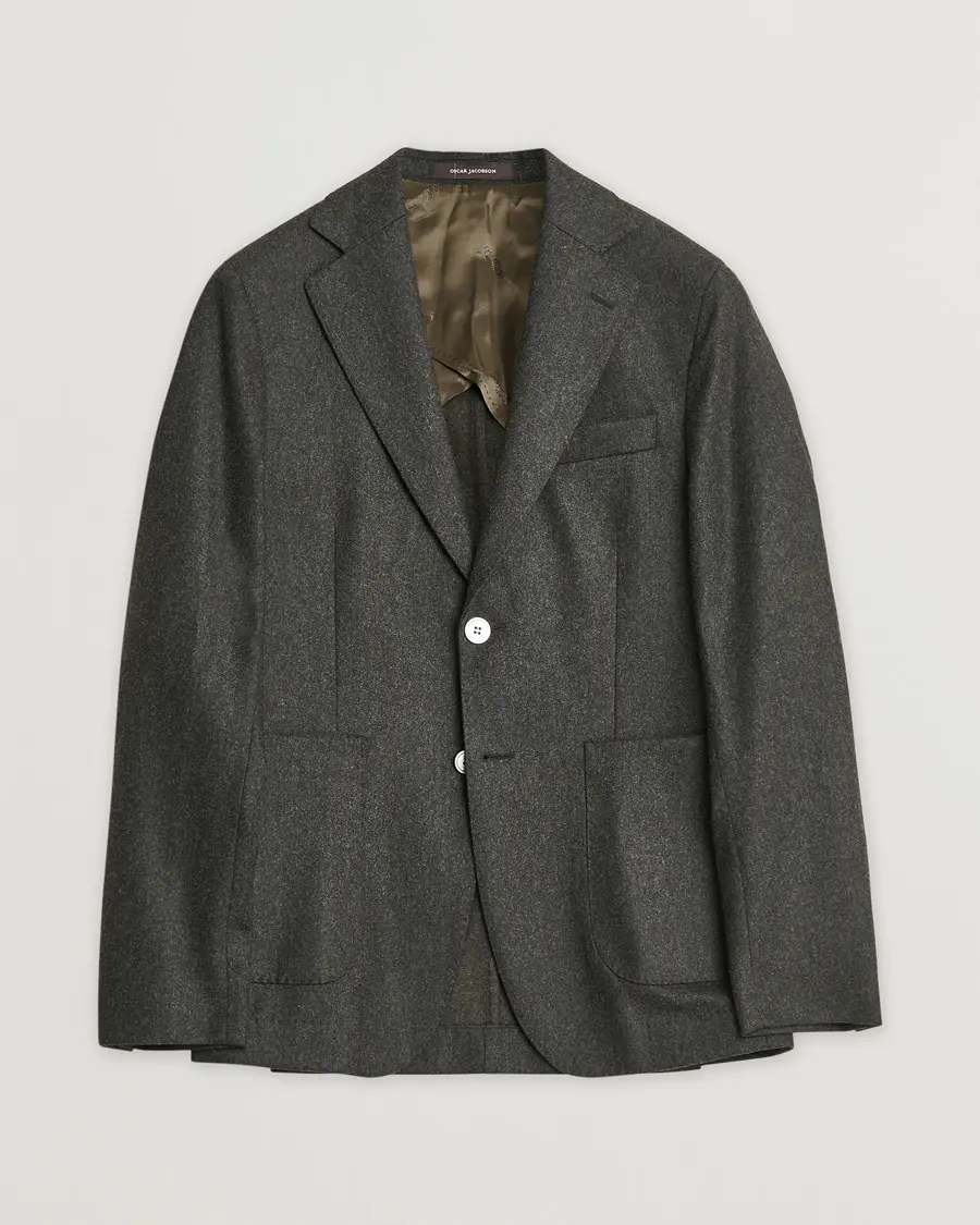 Oscar Jacobson Edgar Wool Flannel Blazer Brown 44