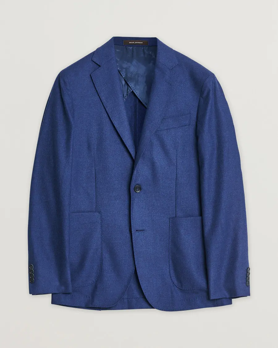 Oscar Jacobson Einar Cashmere Flannel Blazer Blue 44