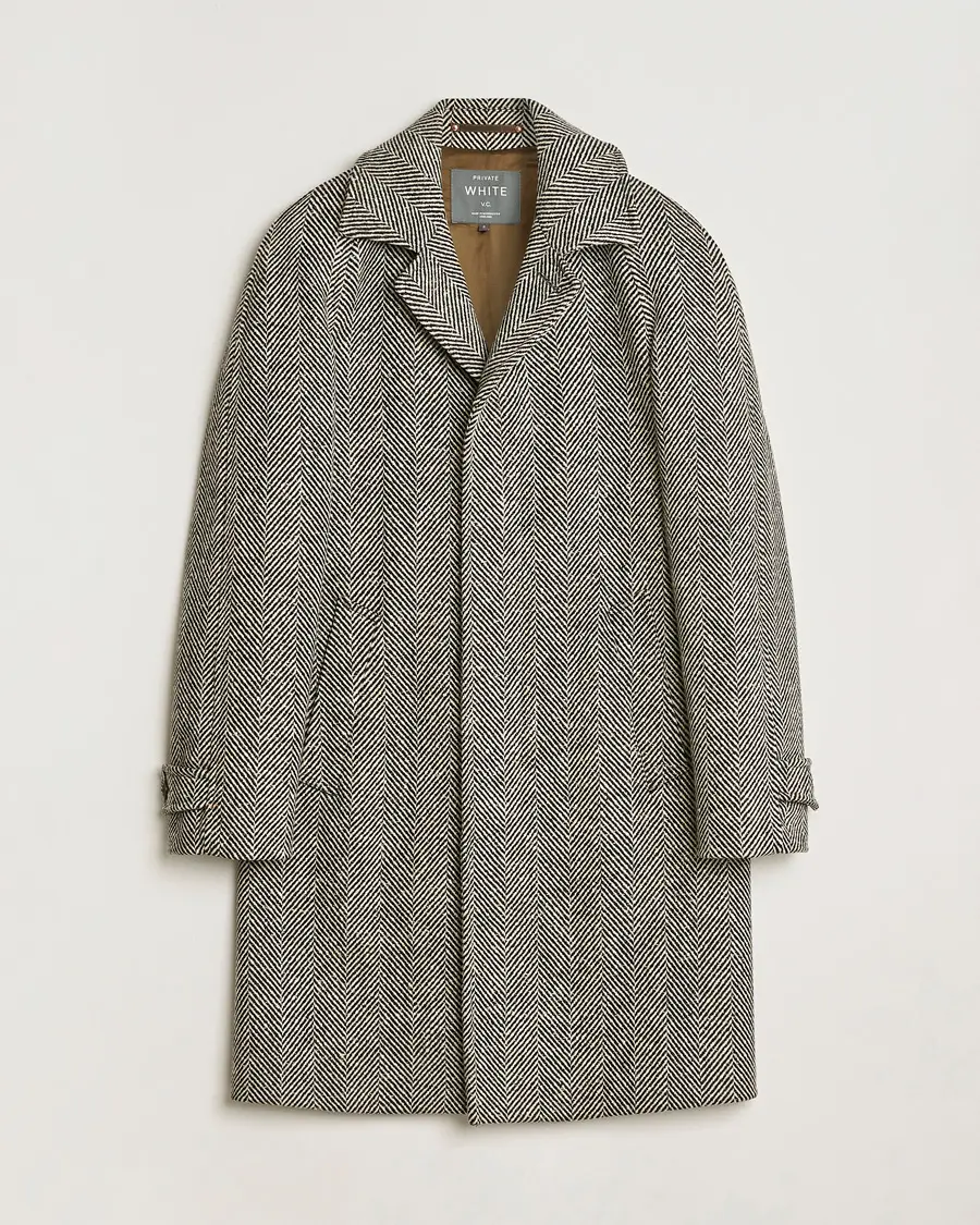 Private White V.C. Raglan Wool Coat Black & Cream 2 - XS