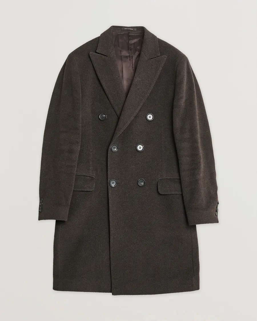 Oscar Jacobson Sebastian Wool/Cashmere Double Breasted Coat Brown 48
