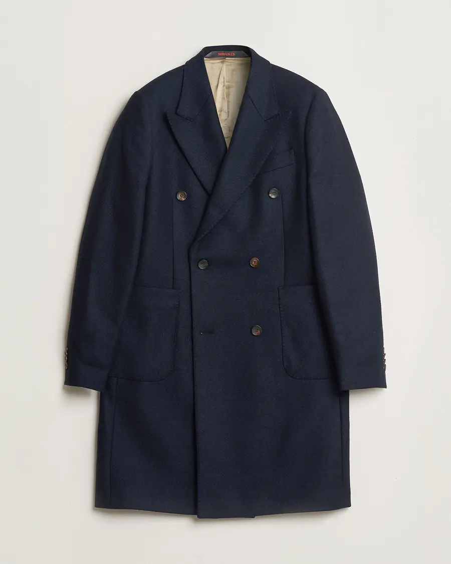 Morris Double Breasted Wool Coat Navy 48