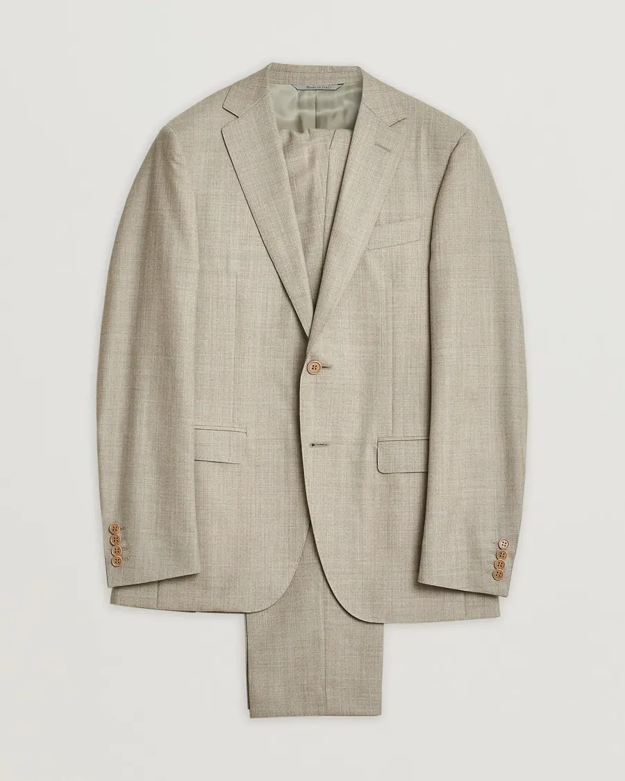 Canali Wool Suit Beige Melange 48