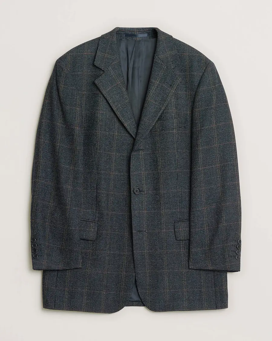 BOSS Vintage Wool Checked Blazer Navy 48