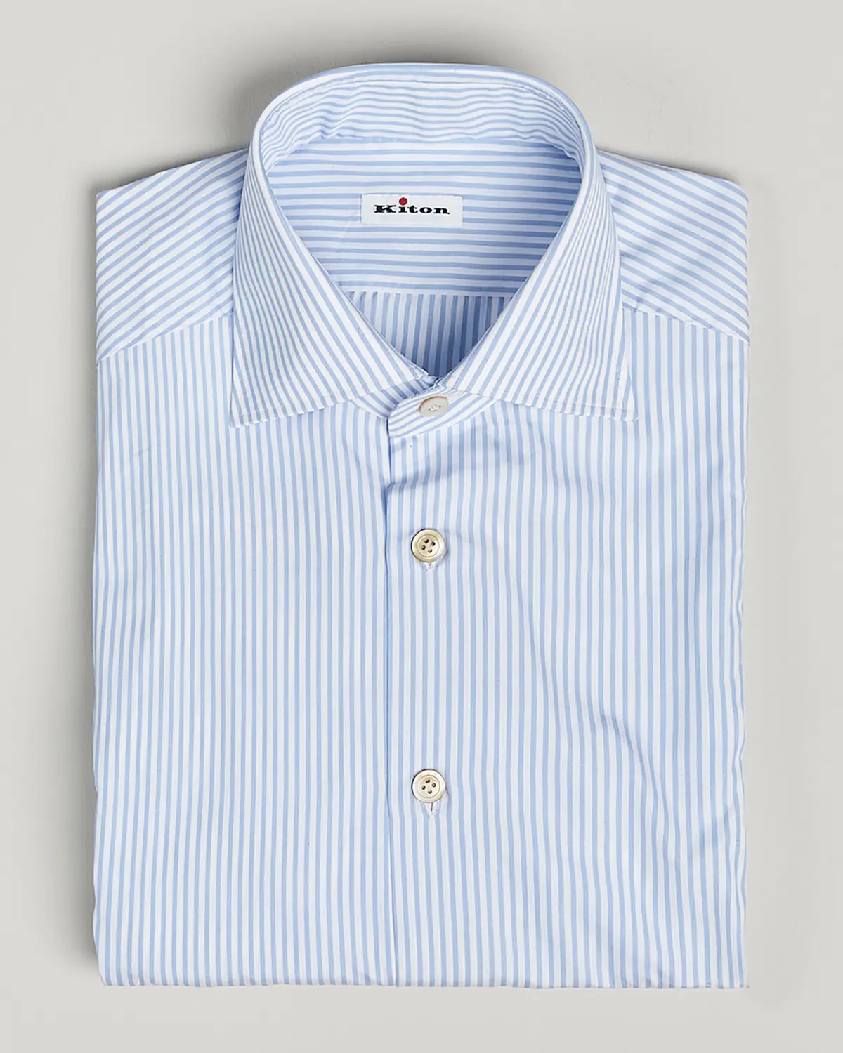 Kiton Cotton Dress Shirt Light Blue Stripe 40 - M