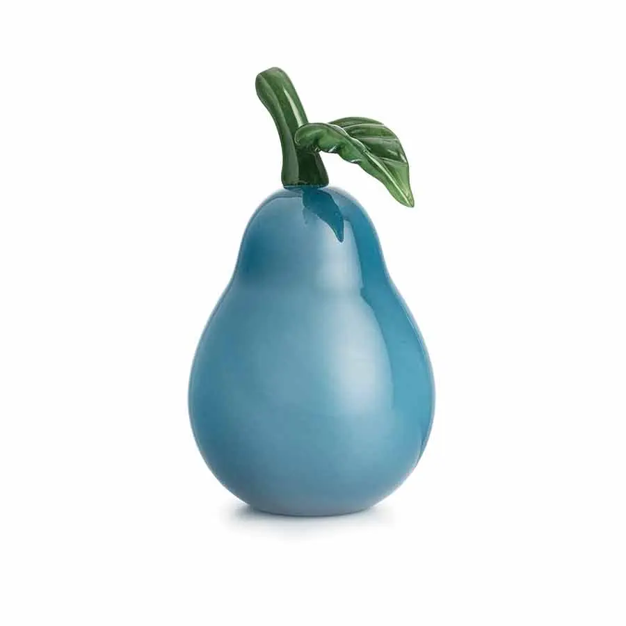 Hadeland Glassverk Glassfrukt Glasspære Blå 19cm