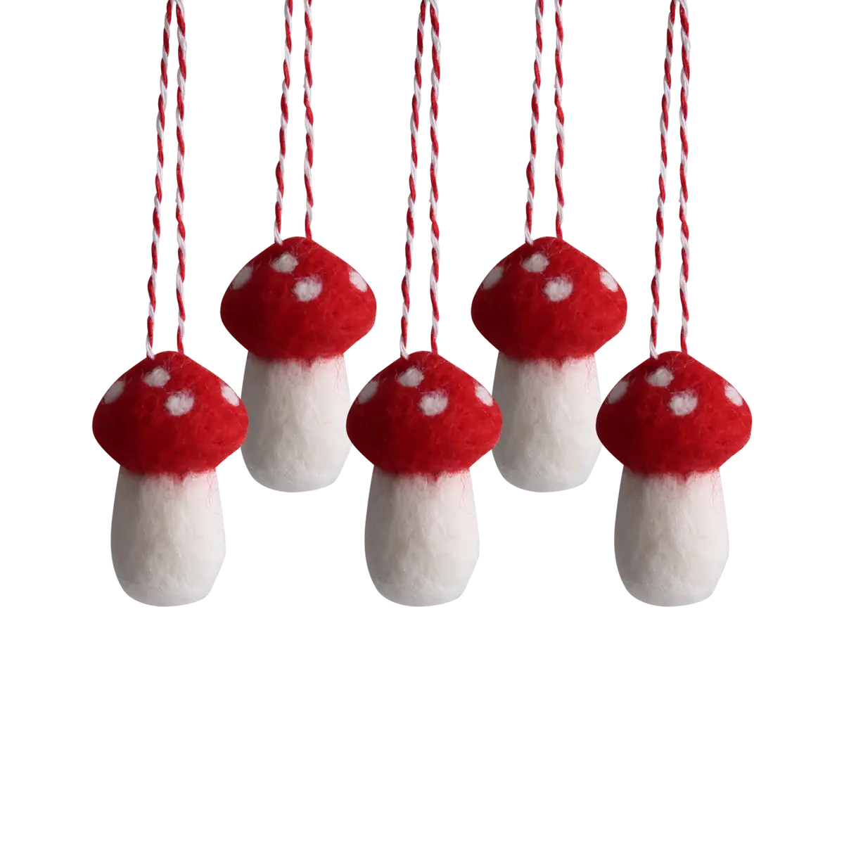 Julepynt Fluesopp Tovet Ull 5,5cm 5pk