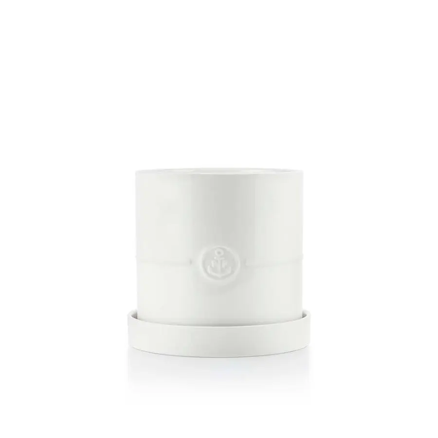 Porsgrund Porselænsfabrik Ildfast Urtepotte m/Underskål 14cm Hvit