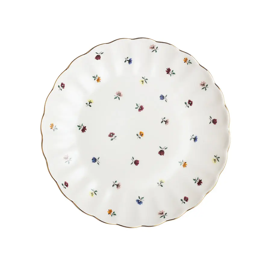 Nova Lilly Asjett m/Blomster og Gullkant 21cm Hvit