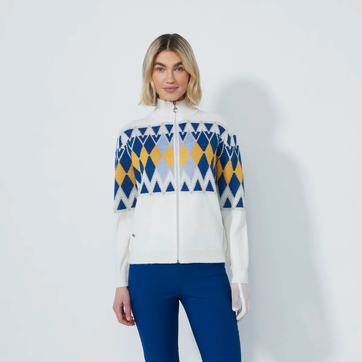 Placed Argyle  Unlined Hvit