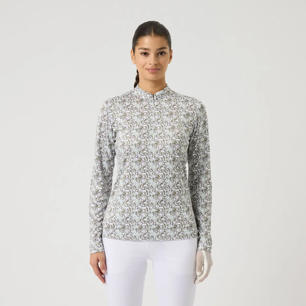 Dull Printed Ls Half Neck