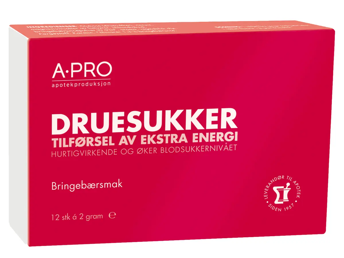 Apro Druesukker tabletter, 12 stk.