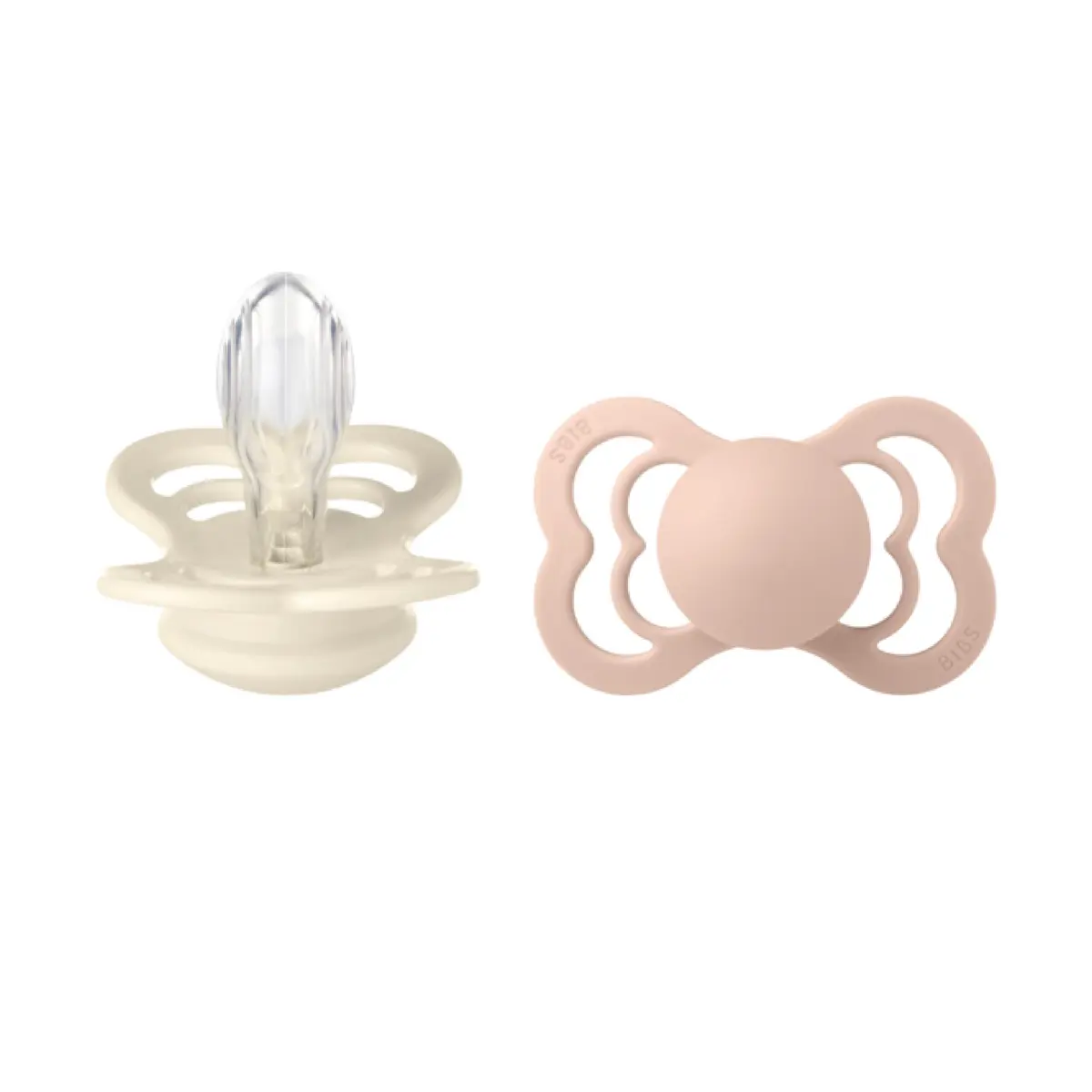 BIBS Supreme Silicone Smokk Str. 2, 6-18 mnd, ivory/blush, 2 stk.