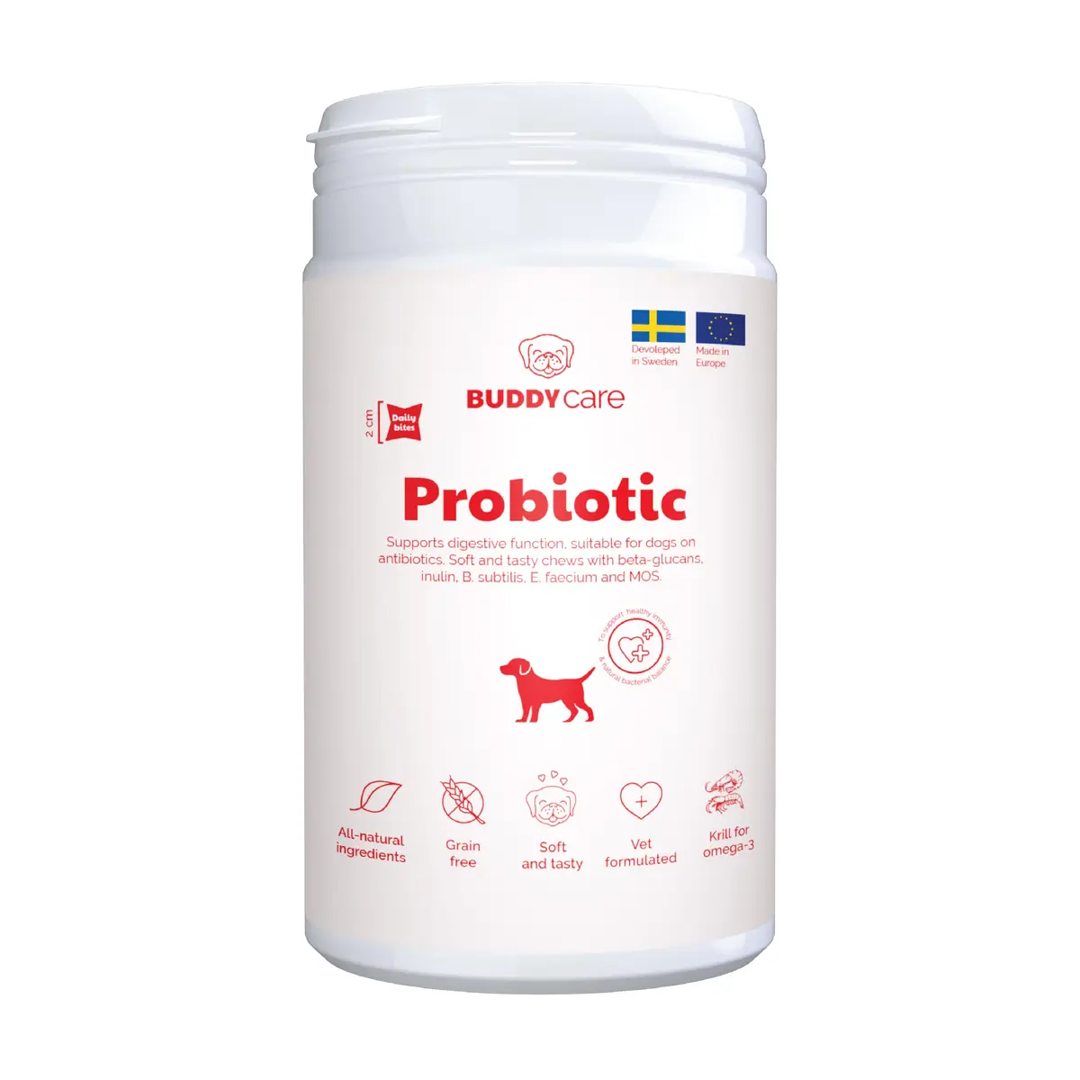 Buddy Pet Foods Probiotic Tyggebiter til hund, 150 g