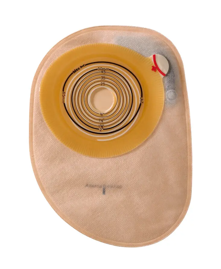 Coloplast Assura Assura pluss 1-delt lukket pose, 12145, Str midi, Flat festeplate, hullstørrelse 30 mm, Hudfarget, 30 stk.