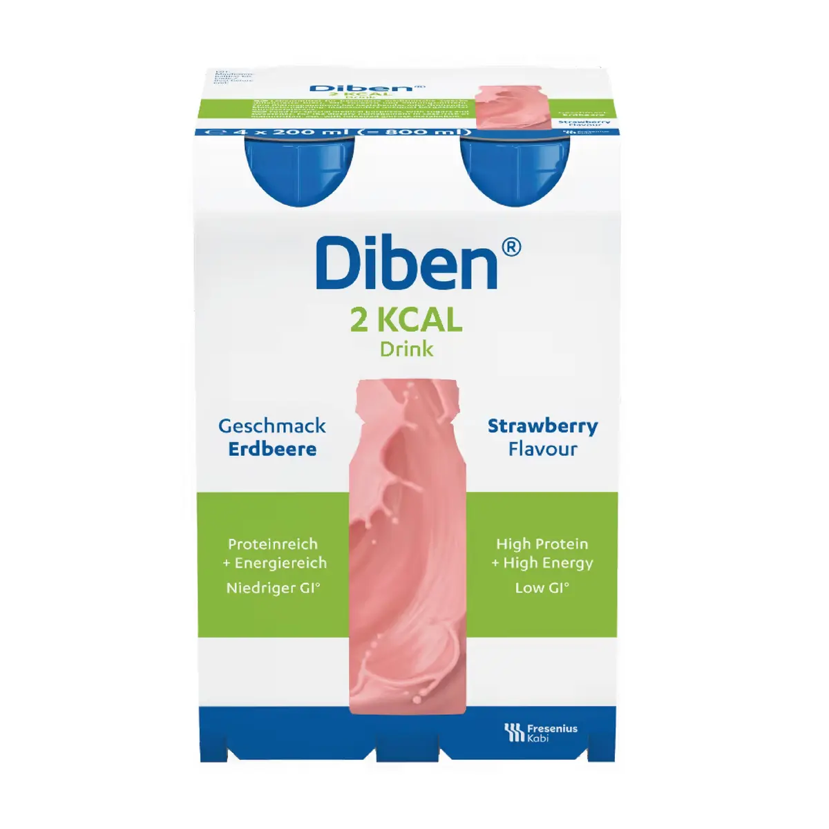 Diben 2kcal Drink næringsdrikk, Jordbær, 4x200 ml