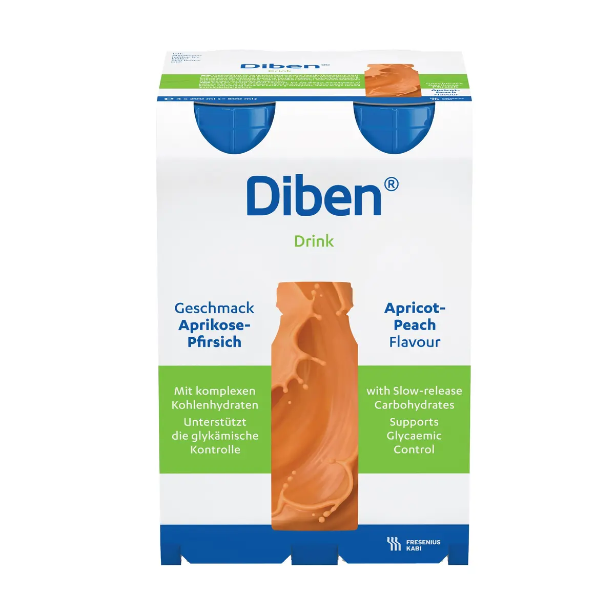 Diben Drink næringsdrikk, Aprikos/fersken, 4x200 ml