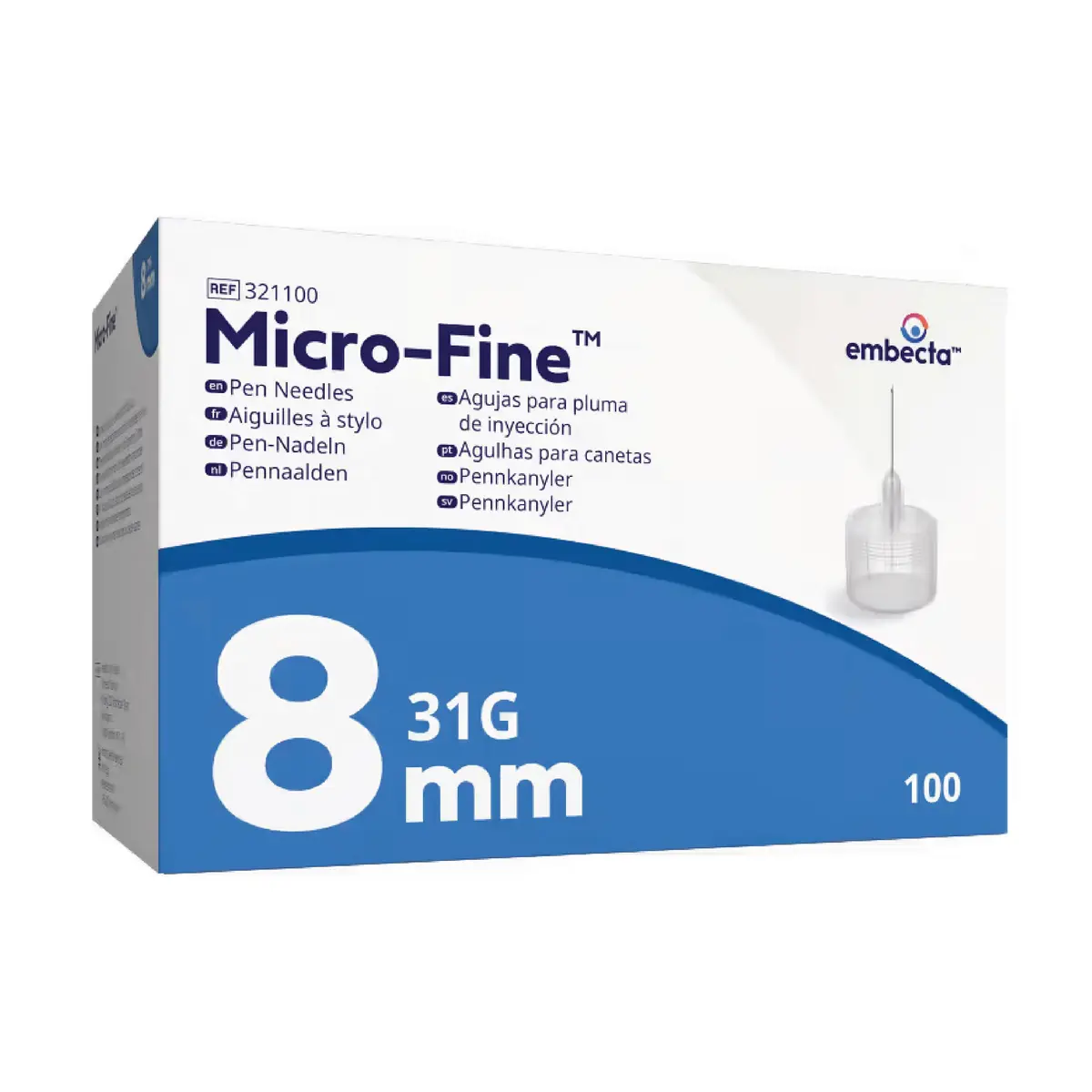 Embecta Micro-Fine Pennekanyler 31G, 8 mm, 100 stk.