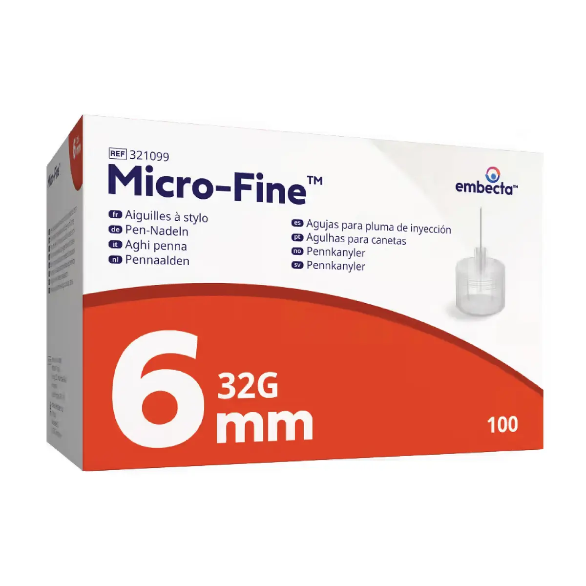 Embecta Micro-Fine Pennekanyler 32G, 6 mm, 100 stk.