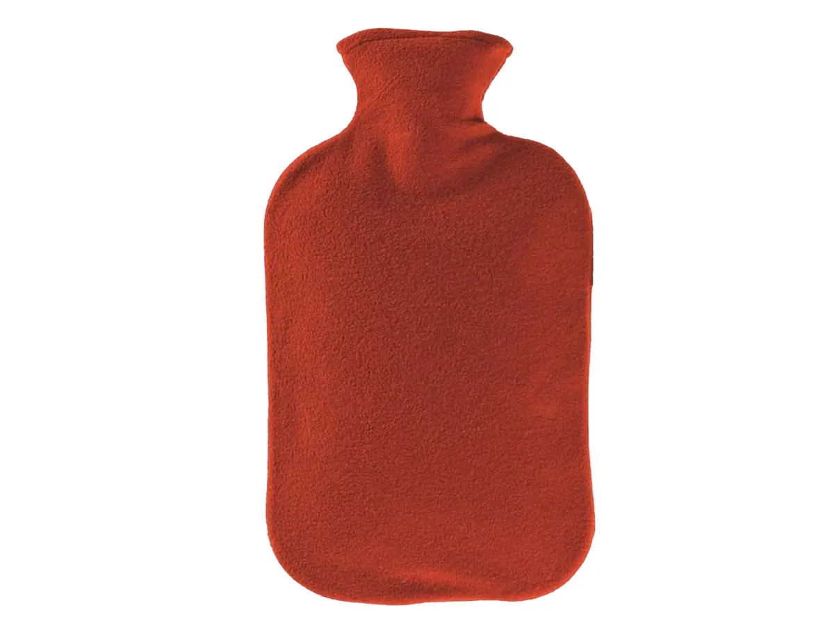 Fashy Varmeflaske m/fleecetrekk, 2 liter, rød, 1 stk.